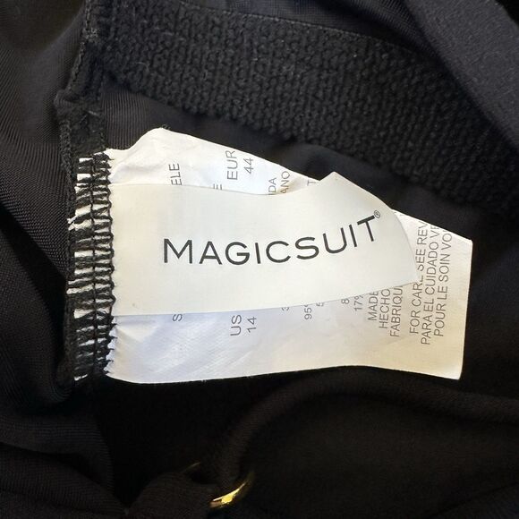 Magicsuit Black One-Piece Swim Suit 14 Gold Bar Adjustable Straps Slimming Dress - Picture 9 of 10